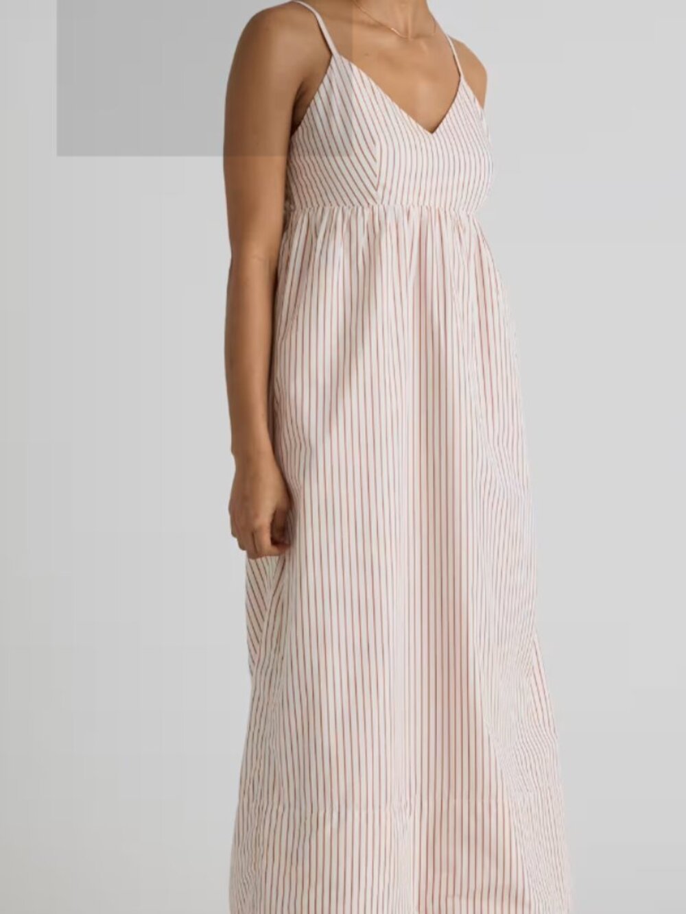 Quince Organic Cotton Poplin striped tiered dress - Picture 2 of 8
